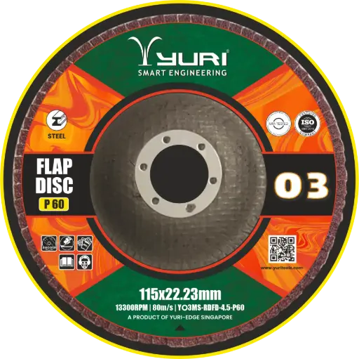 [YO3MS-RDFD4.5-P60] 115X22.23MM P60 ABRASIVE FLAP DISC